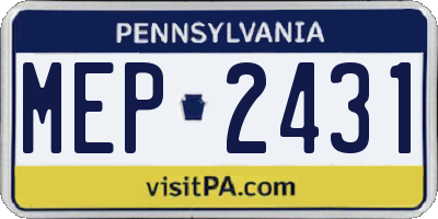 PA license plate MEP2431