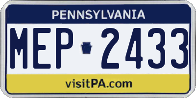 PA license plate MEP2433