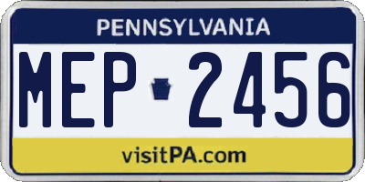 PA license plate MEP2456
