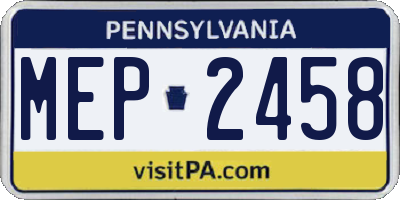 PA license plate MEP2458
