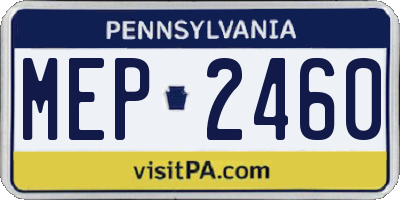 PA license plate MEP2460