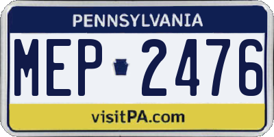 PA license plate MEP2476