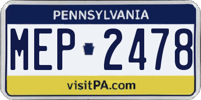 PA license plate MEP2478