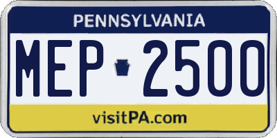 PA license plate MEP2500