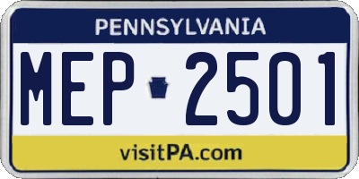 PA license plate MEP2501