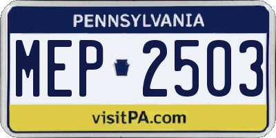 PA license plate MEP2503