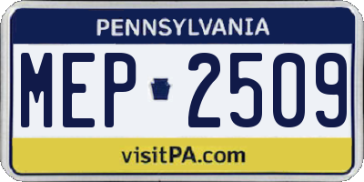 PA license plate MEP2509