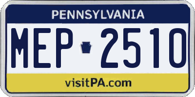 PA license plate MEP2510