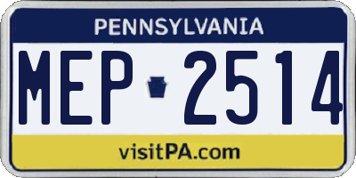 PA license plate MEP2514