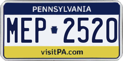 PA license plate MEP2520