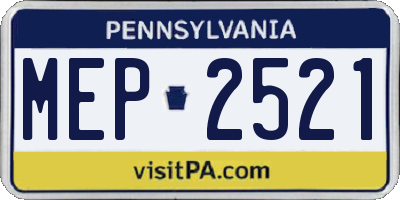 PA license plate MEP2521