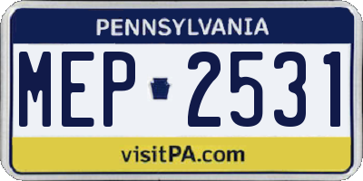 PA license plate MEP2531