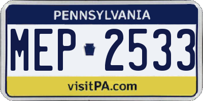 PA license plate MEP2533