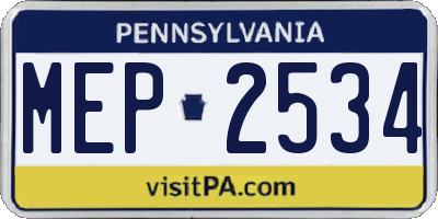 PA license plate MEP2534