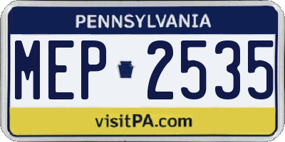 PA license plate MEP2535