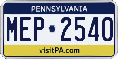 PA license plate MEP2540