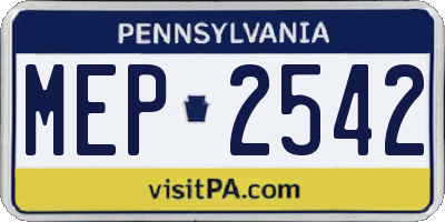 PA license plate MEP2542