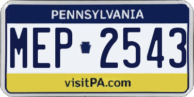 PA license plate MEP2543