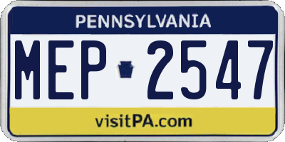 PA license plate MEP2547