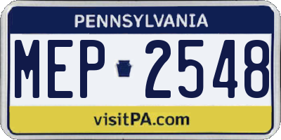 PA license plate MEP2548