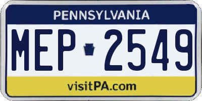 PA license plate MEP2549