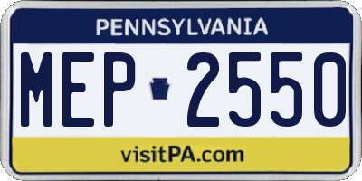 PA license plate MEP2550