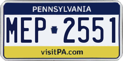 PA license plate MEP2551