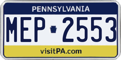 PA license plate MEP2553