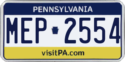 PA license plate MEP2554