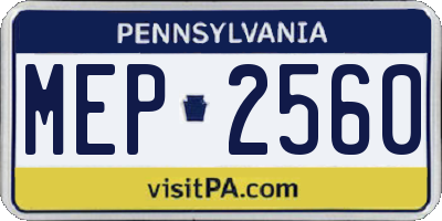 PA license plate MEP2560