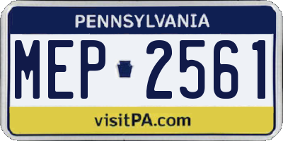 PA license plate MEP2561
