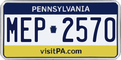 PA license plate MEP2570