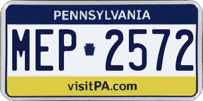 PA license plate MEP2572