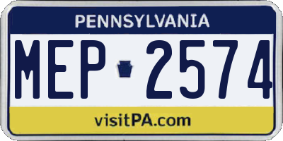 PA license plate MEP2574