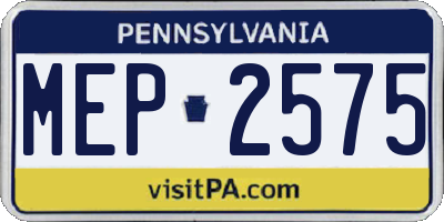PA license plate MEP2575