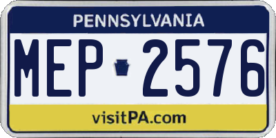 PA license plate MEP2576