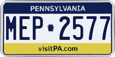 PA license plate MEP2577