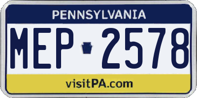PA license plate MEP2578