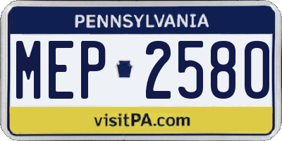 PA license plate MEP2580