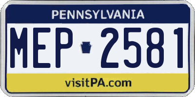 PA license plate MEP2581
