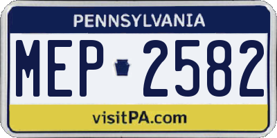 PA license plate MEP2582