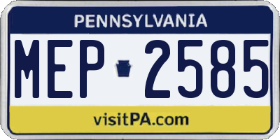 PA license plate MEP2585