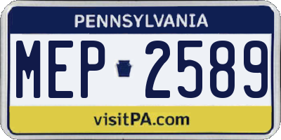 PA license plate MEP2589