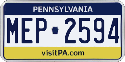 PA license plate MEP2594