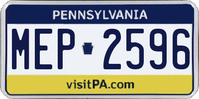 PA license plate MEP2596