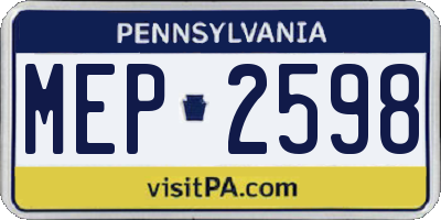 PA license plate MEP2598