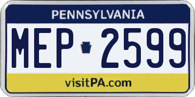 PA license plate MEP2599