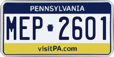 PA license plate MEP2601