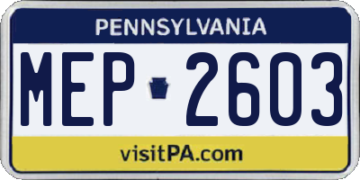 PA license plate MEP2603