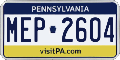 PA license plate MEP2604
